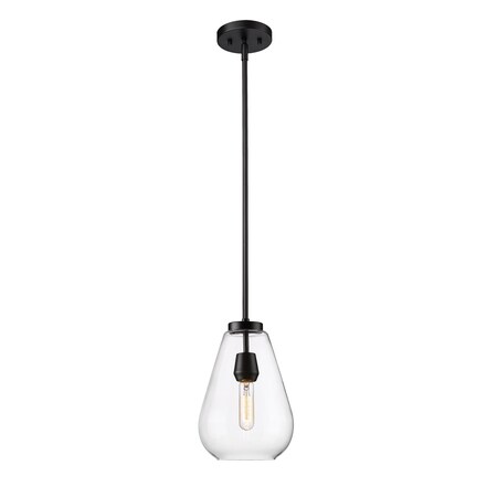 Z-Lite Ayra Pendant, 1-Light, 8 In.W x 11.75 In.H, Matte Black/Clear 488P8-MB